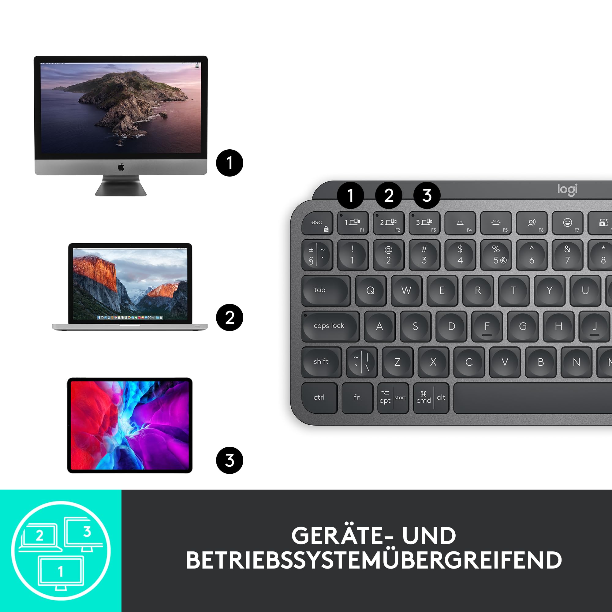 Logitech MX Keys Mini Kabellose Tastatur, Kompakt, Bluetooth, Hintergrundbeleuchtung, USB-C, Kompatibel mit Apple macOS, iOS, Windows, Linux, Android, Metallgehäuse - Dunkelgrau 9