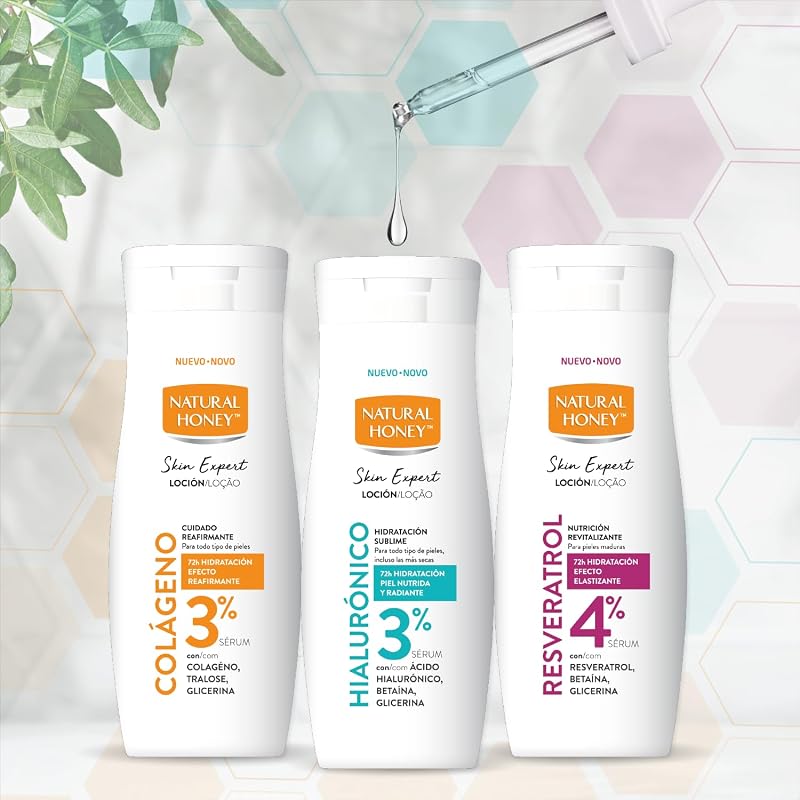 , Loção corporal Skin Expert com colagénio, efeito firme com sérum ativo a 3%, 72H de hidratação profunda, textura leve, absorção rápida, adequado para todos os tipos de pele