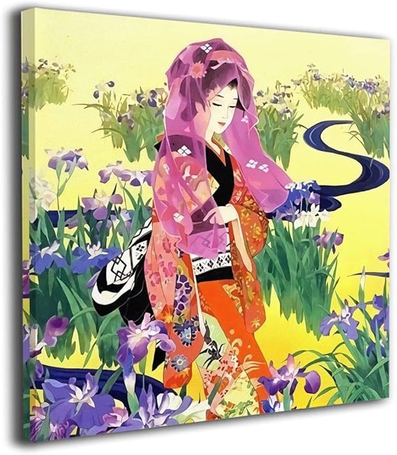 Amazon Co Jp 芸者アート 美人画 森田春代 キャンバス絵画 アートパネル キャンバス 絵画 モダンフレーム装飾画 壁飾り 壁ポスター おしゃれ インテリア 服 ファッション小物