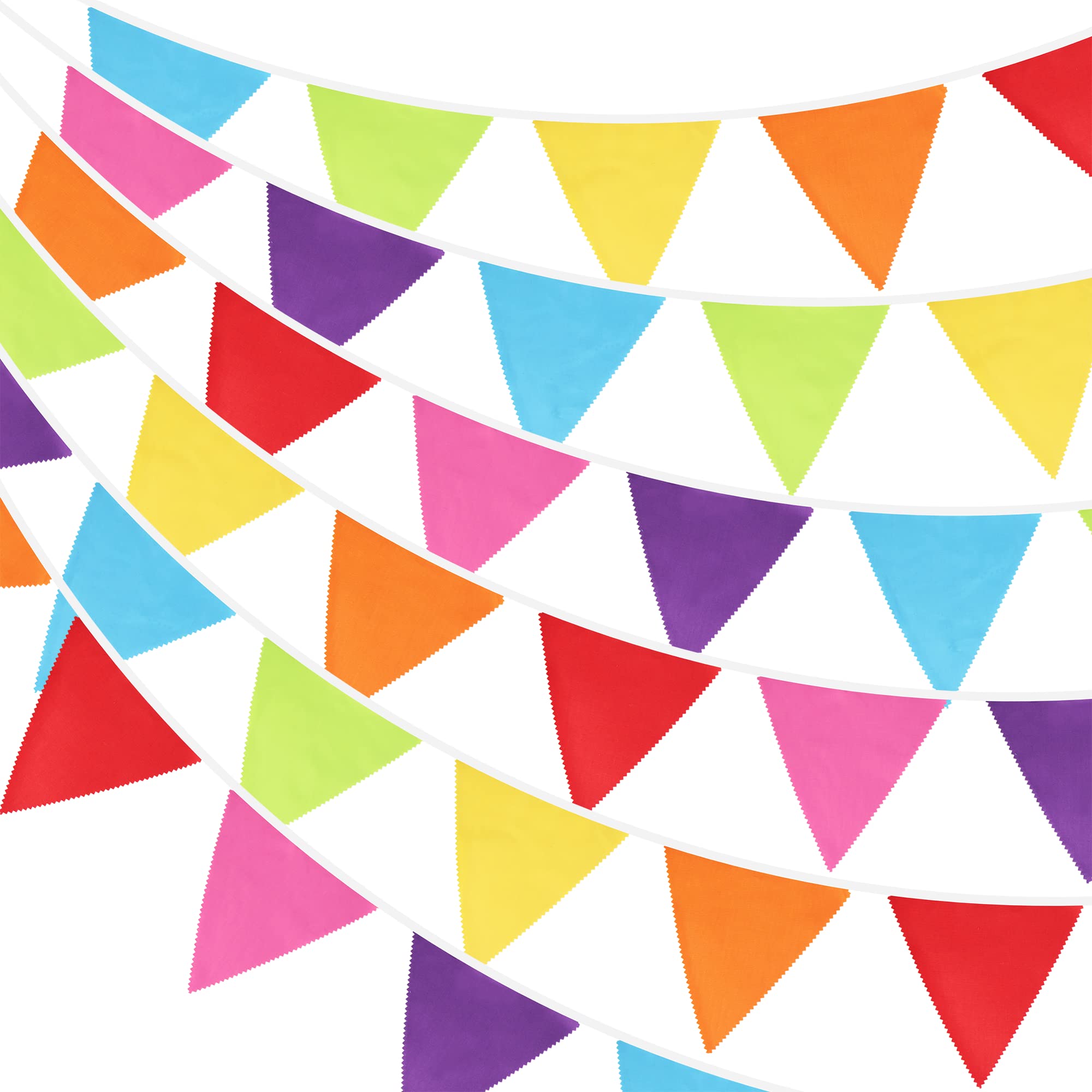 G2PLUS 12M Large Fabric Bunting Banner, 19x21CM Reusable Cotton Triangle Flag Garland with 42PCS Multicolored Pennants for Garden Tea Wedding Baby Shower Birthday Parties — image 1