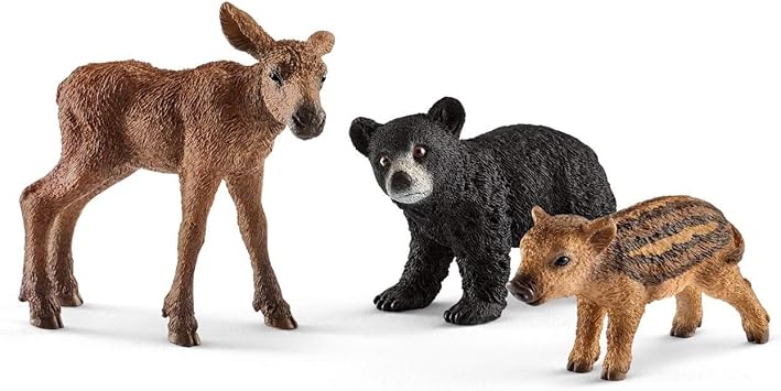 Schleich Wild Life - Crías de Animales del Bosque, Incluye Osezno negro, Cría de Alce y Jabato: Amazon.es: Juguetes y juegos