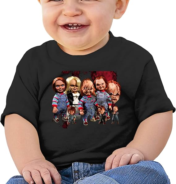Amazon.com: Chucky Short Sleeve Round Neck Baby Cotton T-Shirt. Black 6