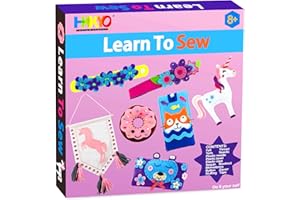 HKKYO Sewing Kit for Kids, Kid SewingKits Age 5-8, SewingKit for Kids 4-7, Craft Kits for Ages 4-8, Sewing Kit for Kid Ages 8-12, My First Sewing Kits, 7 Sew Projects for Ages 4-12 Girls and Boys