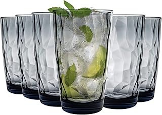 Bormioli Rocco 350260 Diamond Ocean Blue Longdrinkglas, 470 ml, Glas, blau, 6 Stück