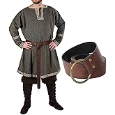 Berenlu Renaissance Belt, Durable Medieval Leather Belt, Viking Pirate Costume Belt for LARP, Ren Faire, Cosplay Accessories