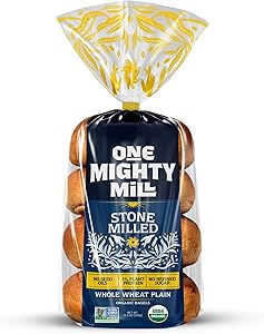 One Mighty Mill Whole Wheat Plain Bagels, 100% Organic, Fresh-Milled, Stone-Ground Flour - No Preservatives or Artificial Ing