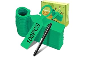 Plant Labels Yuanling 100Pcs Plastic Waterproof Plant Tree Tags Nursery Garden Markers for Indoor Outdoor Gardening Plants Vegetables Flowers Potted (Green Color with 1 Marker Pen)