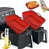 Daily Treasures 2 Pack Foldable Air Fryer Liners for Ninja Air Fryer Dual with 1Pack Oil Sprayer Dispenser, Ninja Air Fryer A