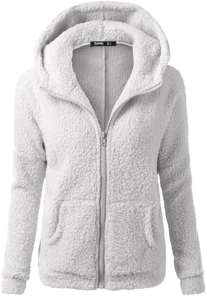 LOFVOSTE Women's Spring Autumn Fleece Coat Solid Zip Hoodie Lightweight Soft-Shell Jacket