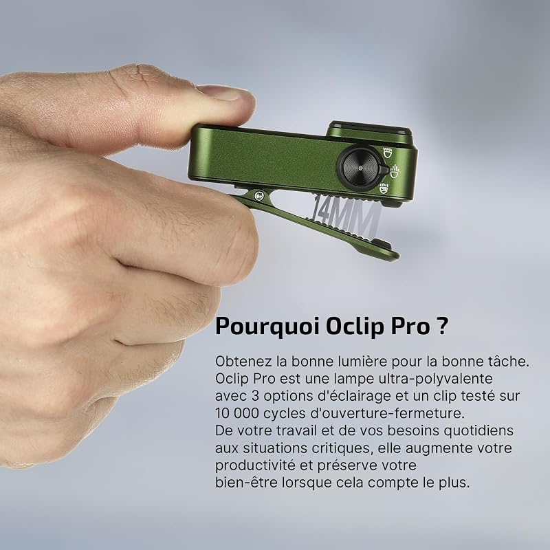 Oclip Pro Lampe de Poche EDC Miniature Rechargeable 500LM 120M