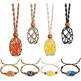 EEEKit 8PCS Crystal Necklace Bracelet Holder, Adjustable Empty Cage Cord, Necklace Cord for Quartz Stone Jewelry, Christmas Gifts