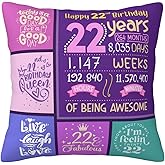 Skizbcw 22nd Birthday Decorations for Women - Gifts for 22 Year Old Woman - Throw Pillow Covers 18 x 18 Inch