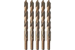 ZNXIMER Cobalt Drill Bit 1/2" Twist Drill Bits, M35 High Speed Steel Jobber Length Drill Bit, 135 Degree Tip for Hard Metal, Stainless Steel, Cast Iron with Index Storage Case, Pack of 5 pcs