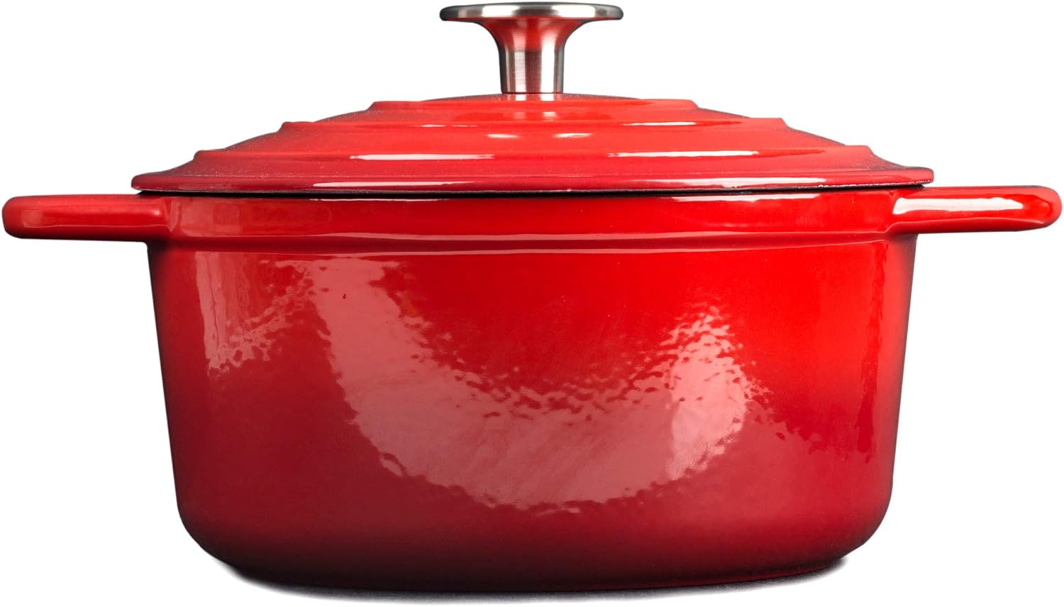 Round Casserole Dish, Cast Iron Ceramic Induction and Gas Safe Dutch Oven Roasting Cooker, with Lid - Image 3