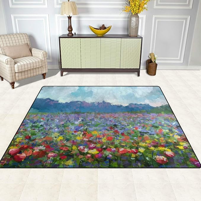 Area Rugs 5x4, Colorful Area Rugs, Large Rugs for Living