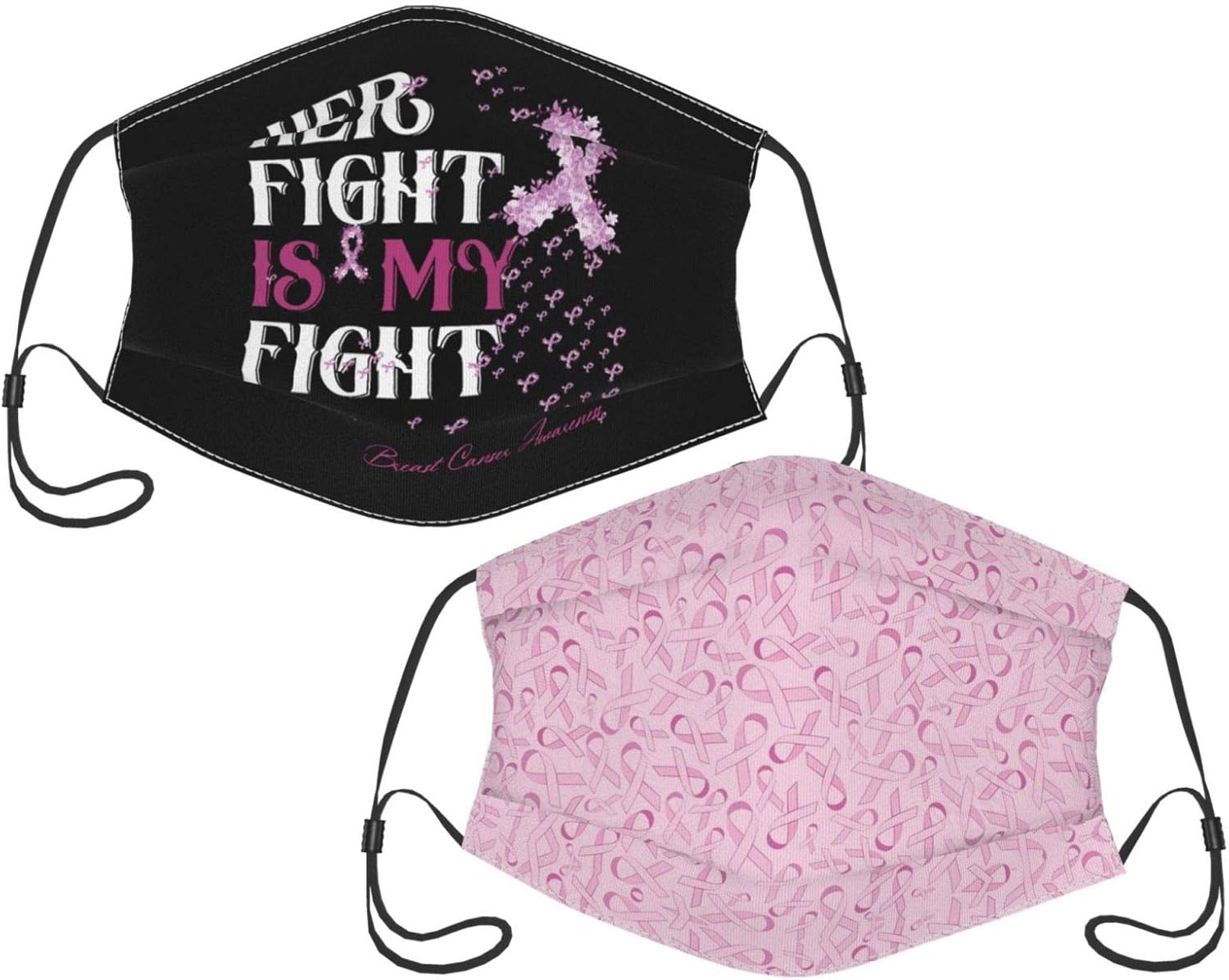 2 Pack Breast Cancer Awareness Face Mask Reusable Washable Adjustable Face Masks for