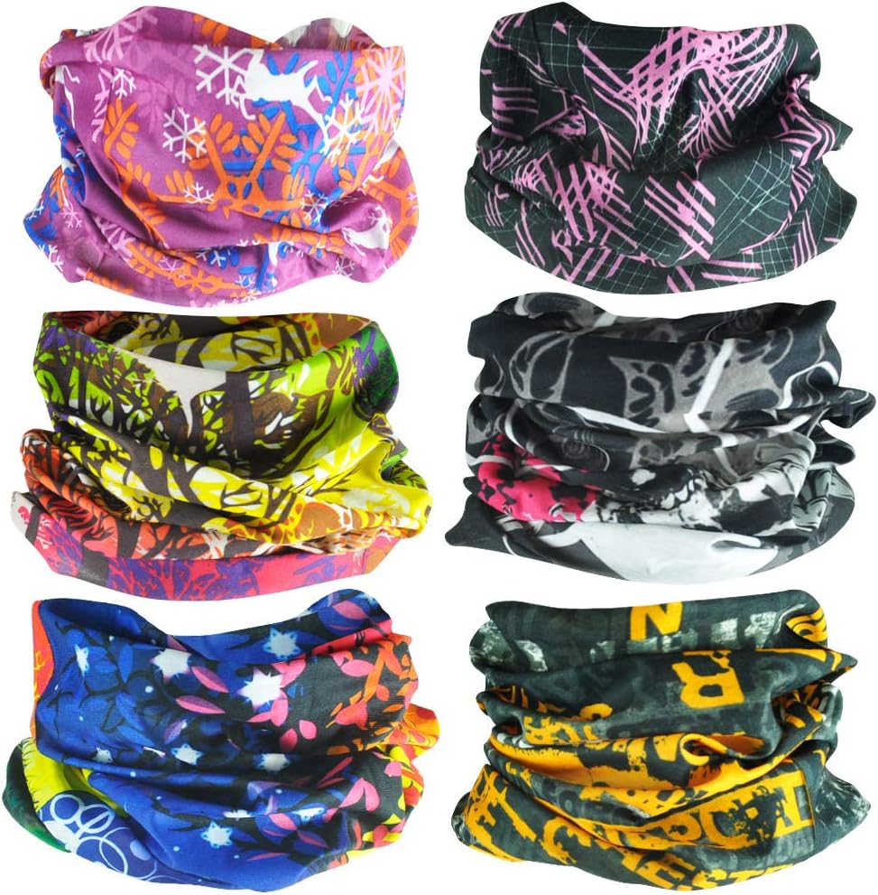 6pcs Headband Scarf for Dust Outdoors Bandana, Seamless Face Mask, Headwrap