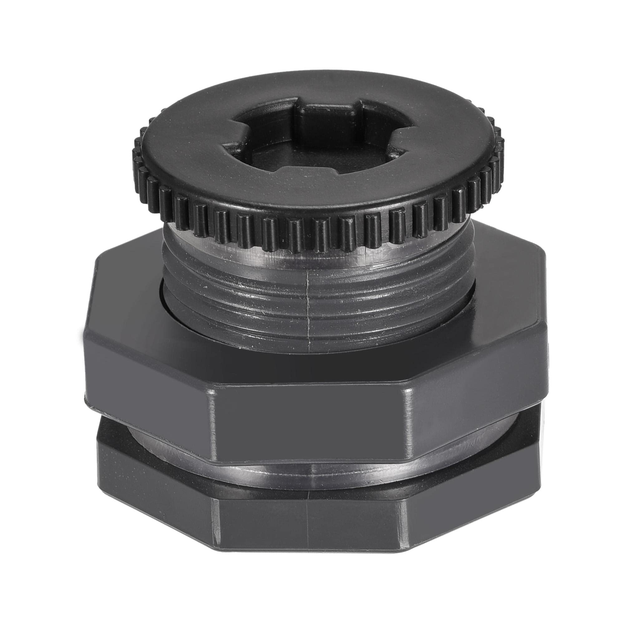 sourcing map PVC Bulkhead Tank Adapter with Plug Fitting G3/4 Thread for Rain Buckets Water Tanks Ponds 1 Set