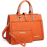 Women's Handbag Flap-over Belt Shoulder Bag Top Handle Tote Satchel Purse Work Bag w/Matching Wristlet