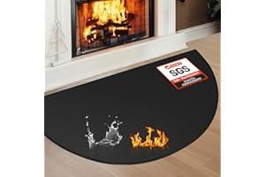 TOHONFOO Fireplace Mat Fireproof, 2' x 3'6'' x 0.04'' Fireplace Rugs Fire Resistant, Hearth Pads for Wood Stove Fireplace Indoor Outdoor, Thin Hearth Rug Protects Floors Carpets from Sparks Embers, Black