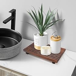 Renawe Farmhouse Bathroom Counter Tray Wood Display