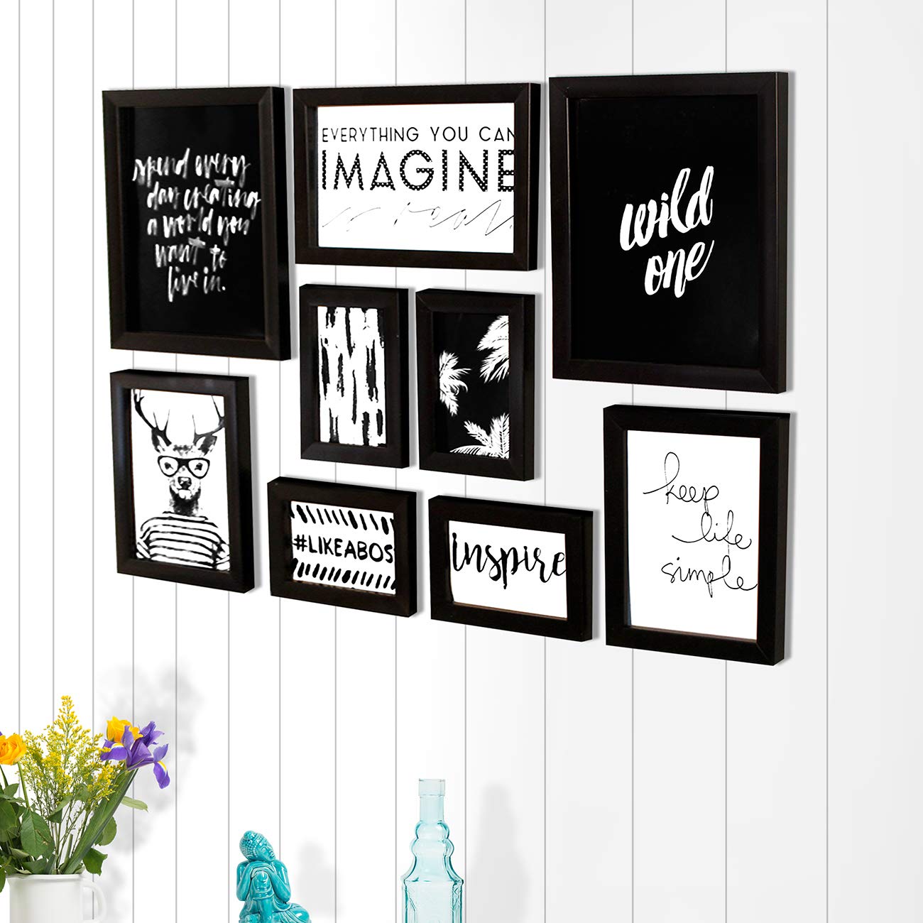 Painting Mantra Art Street Individual Simple Life Theme Gallery Wall Photo  Frame Set of 9 - Black- Buy Online in Aruba at Desertcart. ProductId :  70770582.