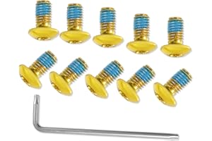 LEONTOOL 12 Pcs Bicycle Disc Brake Bolts M5x10mm MTB Rotor Bolts Gold Bicycle Rotor Screws with 1 Pcs T25 Torx Wrench L for R