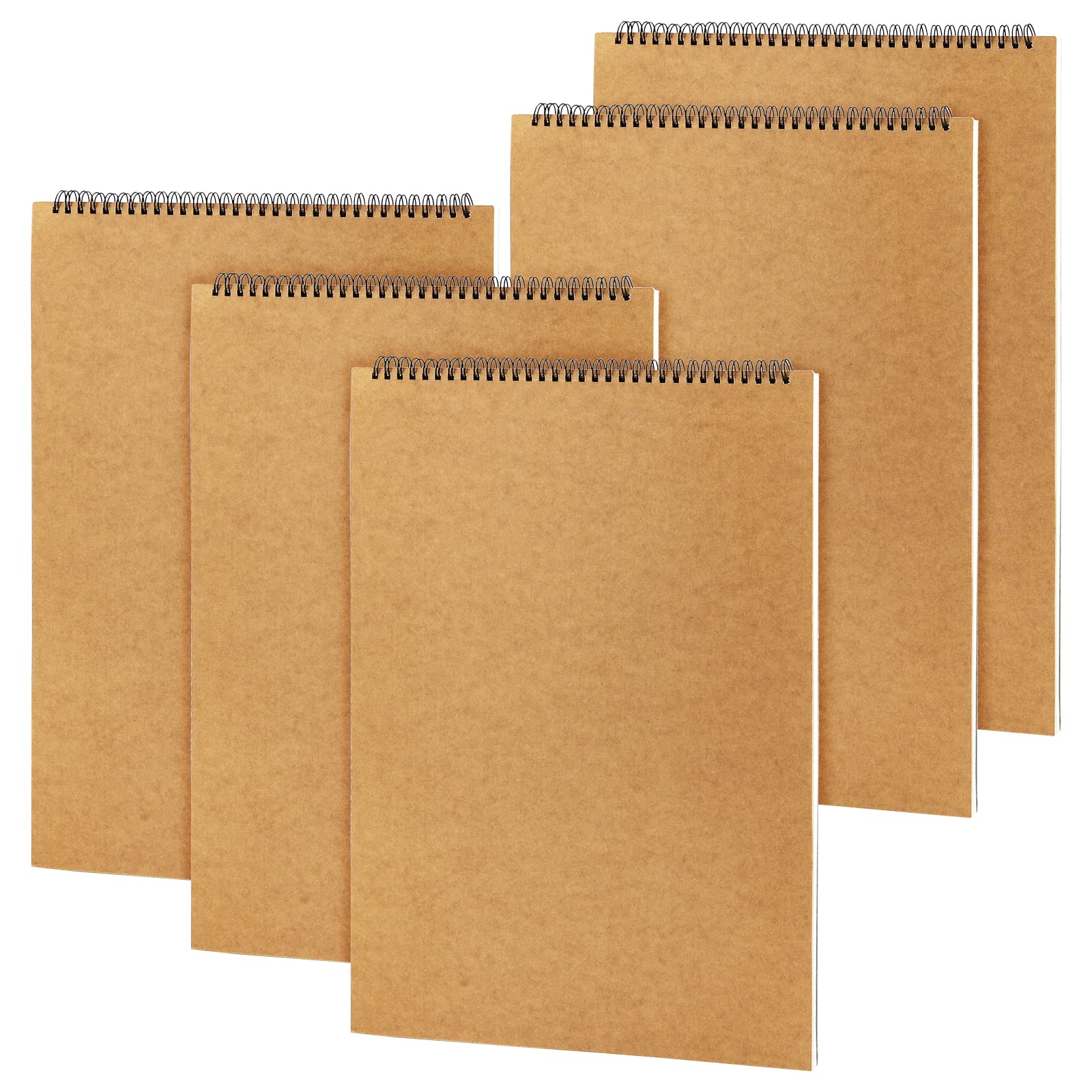 KEILEOHO 5 PCS A3 Landscape Sketchbook, 30 Pages/60 Sheets 160gsm A3 Drawing Pad, Spiral Sketchbooks for Home Office