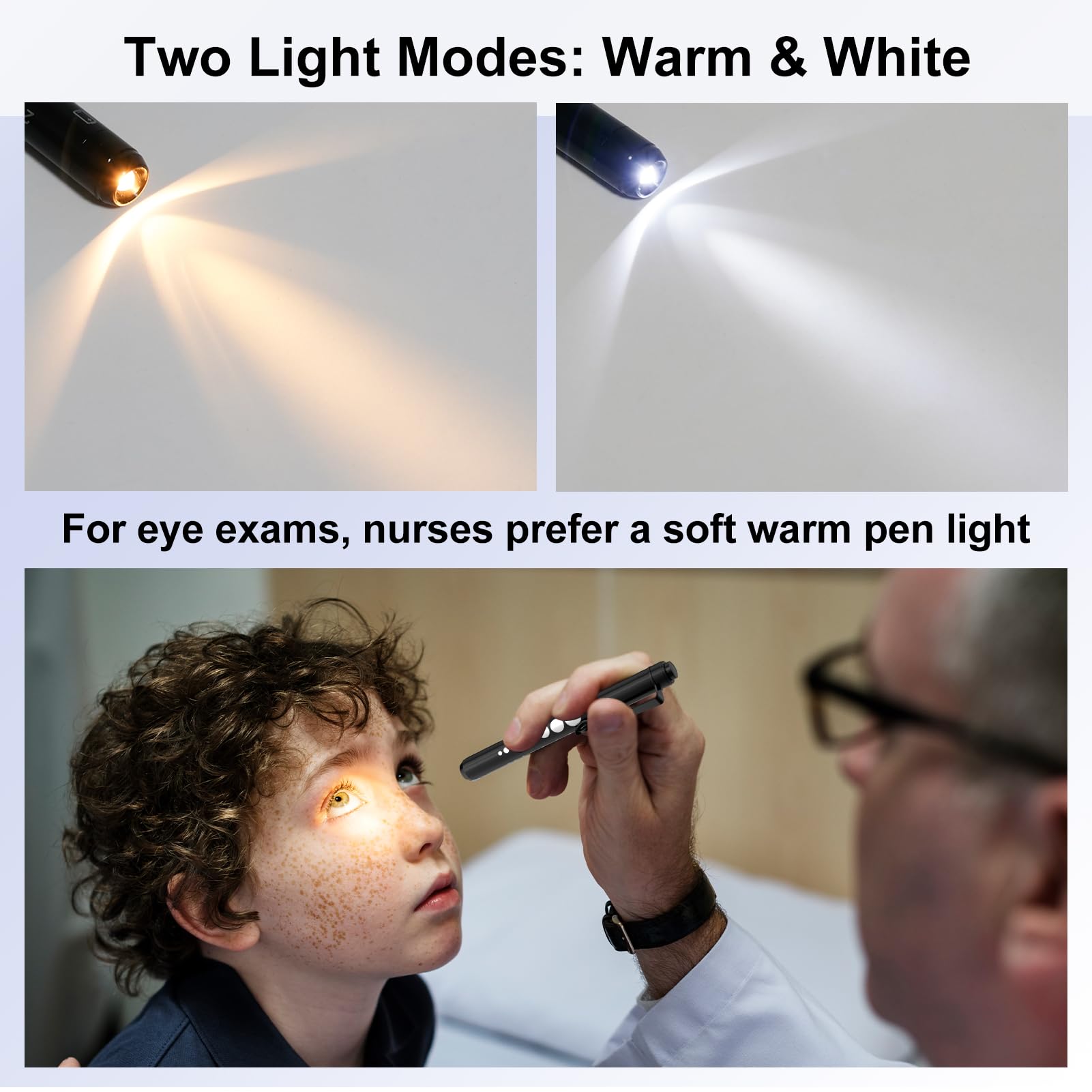 RISEMART Pen Light, Nurse Led Medical Penlight with Pupil Gauge for Nursing Students Doctors Black and Silver with Batteries