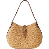Handmade Straw Shoulder Bag for Women,Summer Beach Bag ,Adjustable Strap