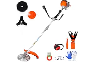 Getell 52cc Gas Weed Trimmer 3-in-1 Brush Cutter, Strimmer, and Lawn Mower - Ergonomic Handle, Quick-Start Technology, Safety Gear Included (52CC Gas Weed Eater)