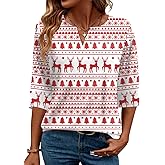 AKEWEI Women's V Neck 3/4 Sleeve T Shirts Summer Top Dressy Casual Basic Tees Shirt Tunic Blouses