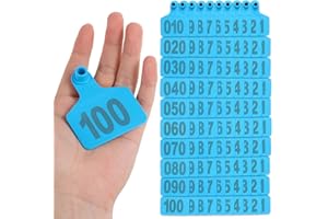 GMXZX 100PCS Cattle Ear Tags Large Size - Plastic Livestock Ear Tags 001-100 Number Farm Animal Tags ID Tags Ear Tagger Cattle Ear Tags for Cow Cattle Sheep Goats Pigs Hogs Mark Label (Blue)