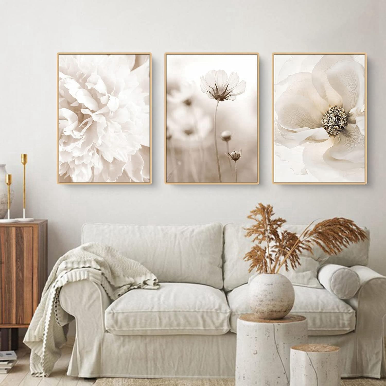 LPFNSF Beige Home Decoration Poster, Modern Reed Plant Decoration Landscape Painting, Bedroom, Living Room, Office Background Wall Decoration Poster, Frameless. (Style 10, 30x40cm*3)