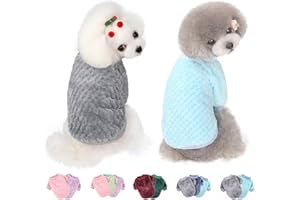 POMIU Dog Sweater, 2 Pack Dog Sweaters for Small Medium Dogs or Cat, Warm Soft Flannel Pet Clothes for Dogs Girl or Boy, Dog Shirt Coat Jacket (Small, Grey+Sky Blue)