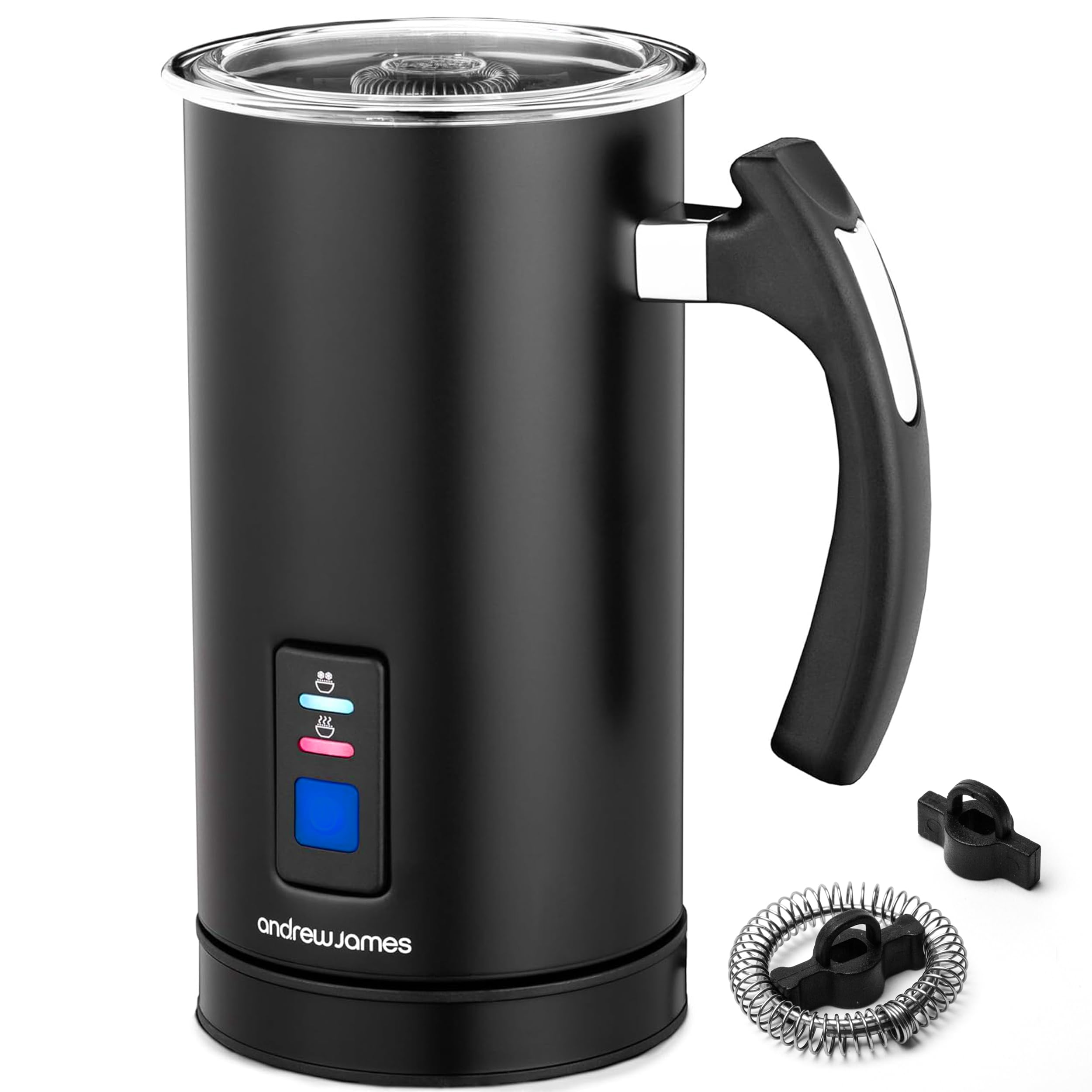 Andrew James Electric Milk Frother 5 in 1 – Electric Milk Steamer, Coffee Frother, Hot Chocolate Maker, Velvetiser Heater Jug, 300ml 500W Non-Stick, Simple One-Touch Operation