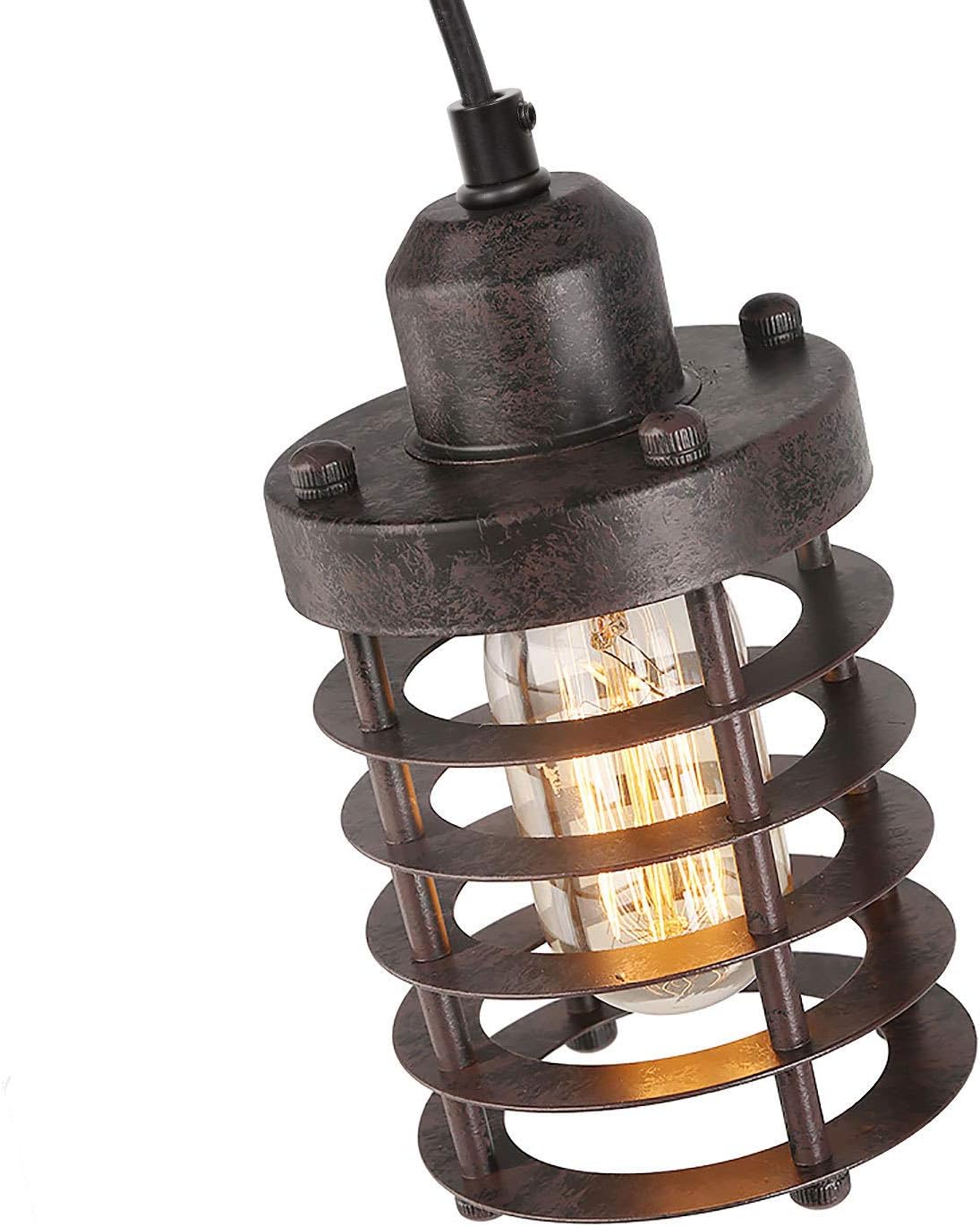 LNC A02534 Pendant Lighting for Kitchen Island Farmhouse Barn Warehouse Mini Cage Ceiling Lamp with Brown Rust, A02534 - - 