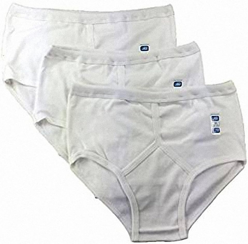 ORIGINMENSWEAR 3 Pair Pack Mens 100% Cotton Y-Front Airtex Mesh White Underwear Briefs