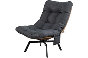 Shintenchi Outdoor Wicker Swivel Chair,Nature Rattan Patio Rotating Chair with Cushion,360° Rotation Patio Lounge Chairs for Living Room Bedroom Backyard Balcony(Grey Cushion)