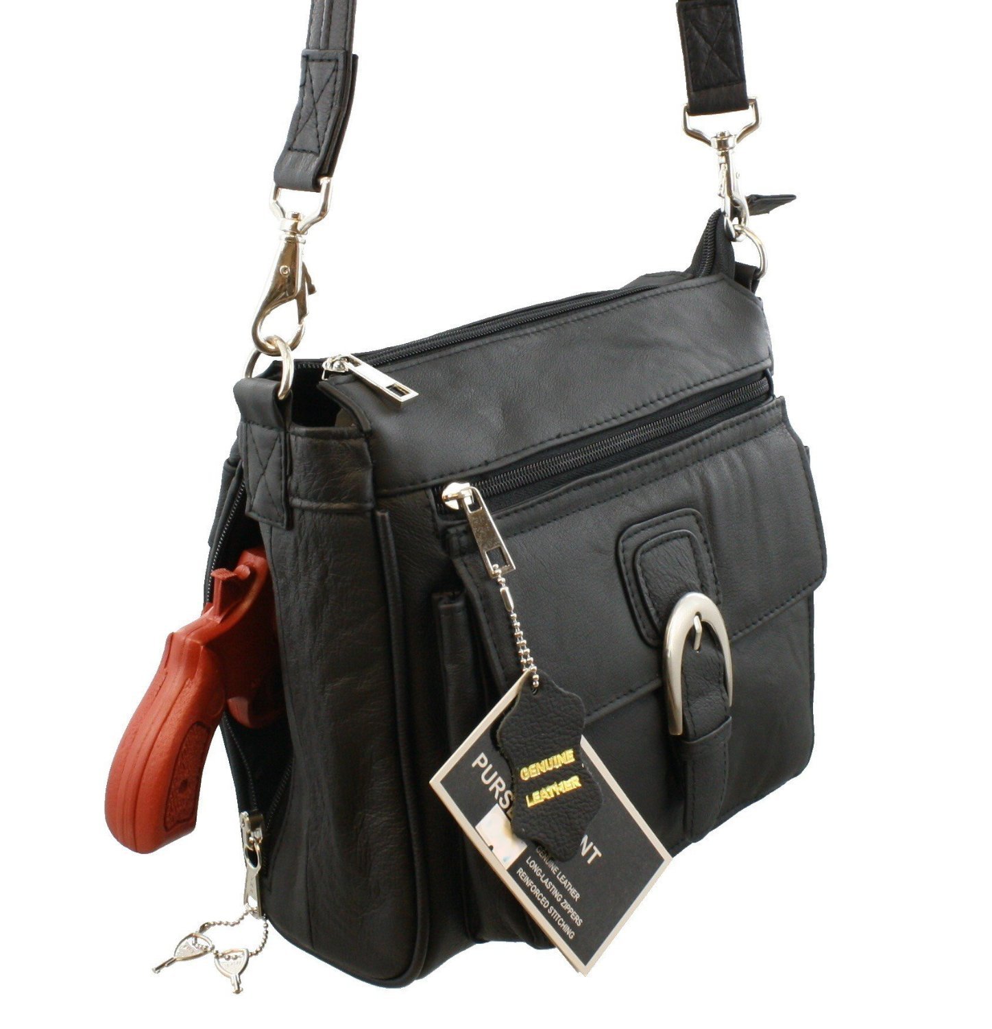 Black Right or Left Draw Crossbody / Shoulder Carry Leather Locking