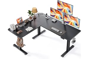 SIAGO L-Shaped Standing Desk - 63 x 55 Inch Adjustable Corner Standing Desk with Charging Station - L Shape Sit Stand Table with Memory Controller, Splice Board for Home Office