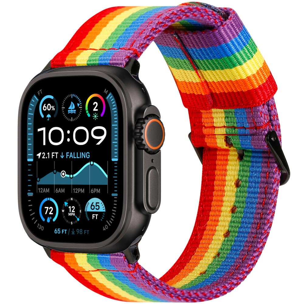 ESTUYOYA Correa Pride compatible con Apple Watch 49mm 46mm 45mm 44mm 42mm 41mm 40mm 38mm, Pulsera de Nylon Orgullo Gay LGTBI para iWatch Series 10 9 8 7 6 5 4 3 2 1 SE Ultra 2 — image 1