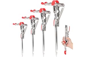 FOINWER Automatic Spring Fishing Rod Holde, Stainless Steel Folding Rod Stand Ground Support Brackets Have Two Springs, Sensitivity is Adjustable and Works on Bull Sized Bluegill and UP