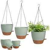 Lucieblessdesign 3 Pack Hanging Planter Indoor Outdoor Flower Pots 7/6.5/5 Inch, Self-Watering Hanging Pot with Drainage Holes Hanging Baskets Holder Plant Pots for Garden (Green)