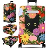 Slohif Luggage Cover for Suitcase Tsa Approved Protector - Cat Luggage Sleeve Large Suit Case Cover Travel Stretch Baggage Case Protective Washable Fit 21-23 Inch Floral