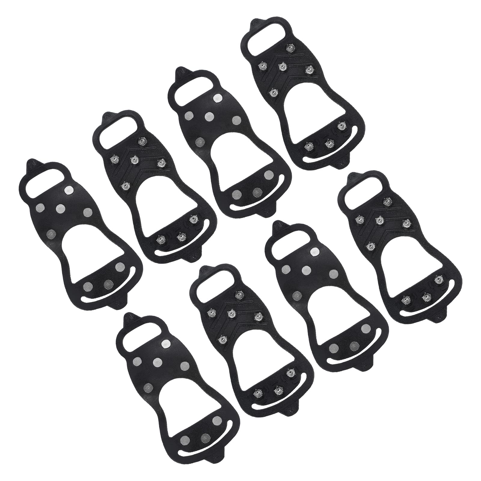 PATIKIL 9.4" Ice Cleats, 4 Pairs Snow Traction Cleat Anti Slip 8-Studs Silicone Crampons Gripper Spikes Claw for Shoes and Boots, Black