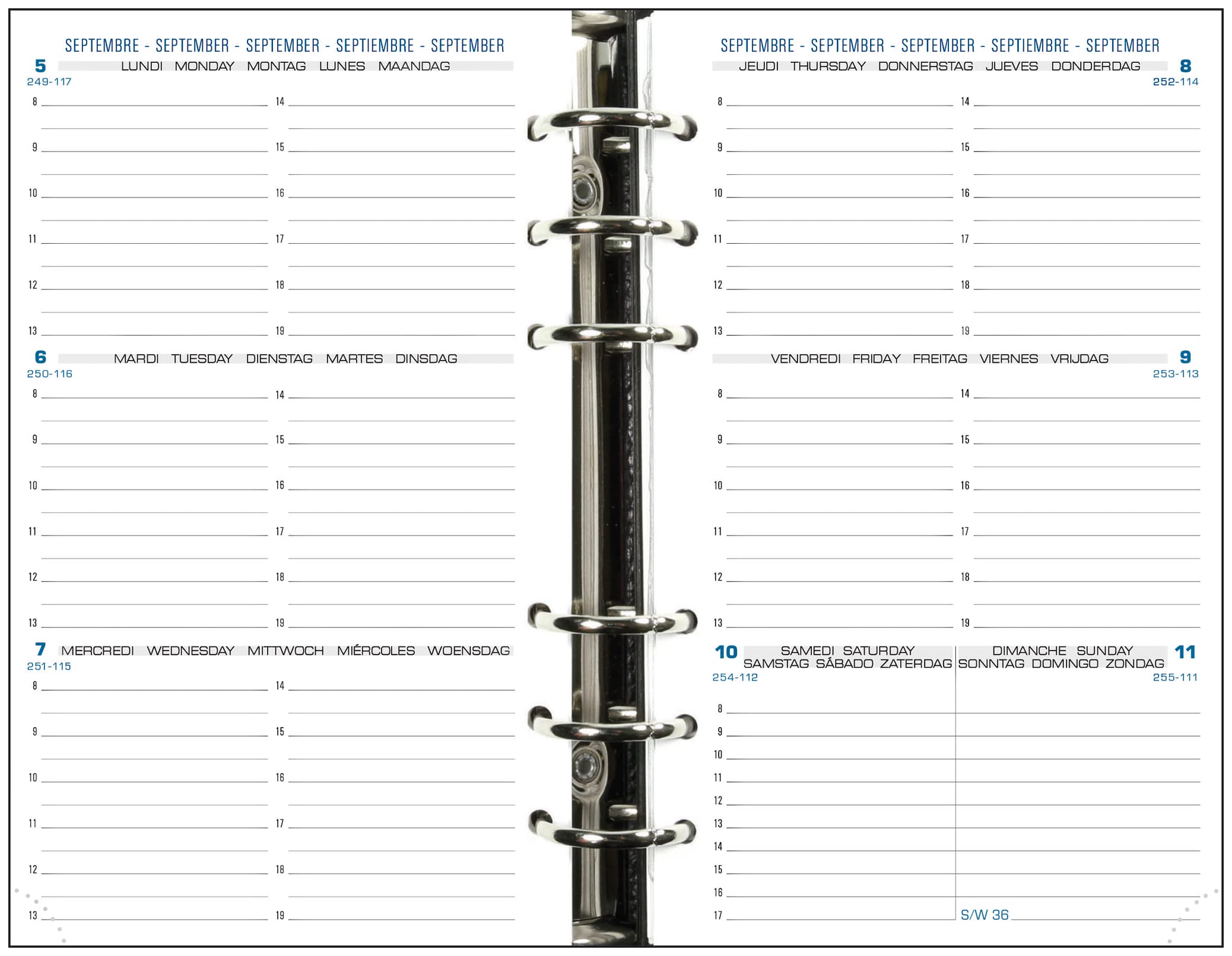 Exacompta Exatime 17 Weekly Calendar Refill Horizontal September 2020-2021 105 x 172 mm