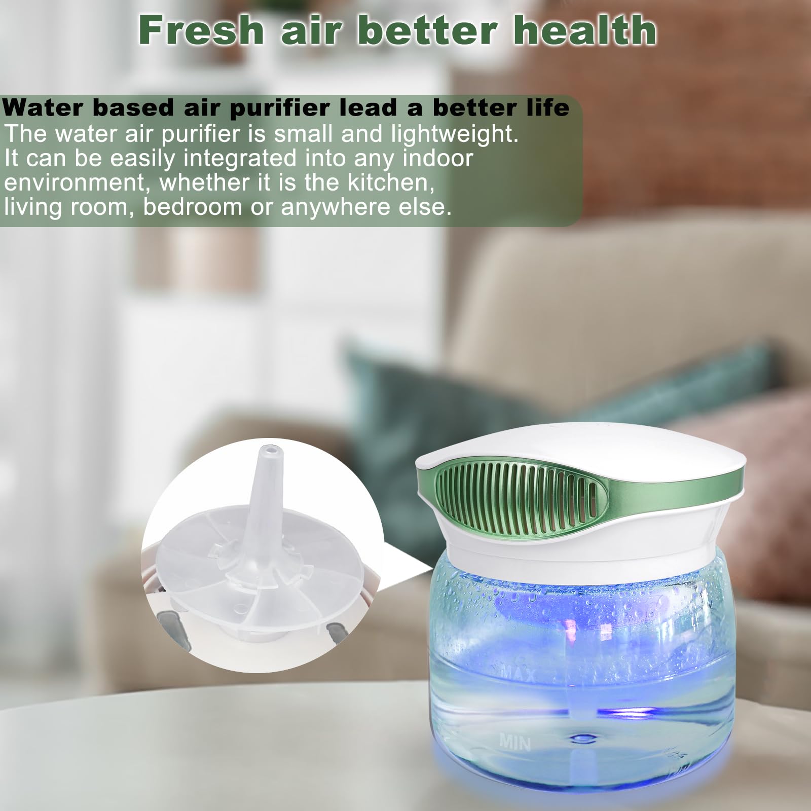 HimAoto Water Air Purifier for Home, Air Washer Aroma Diffuser, Rainbow Air Purifier, Air Washer Humidifier, Essential Oils Aroma Fresher With Night light for Home, Office, Bedroom