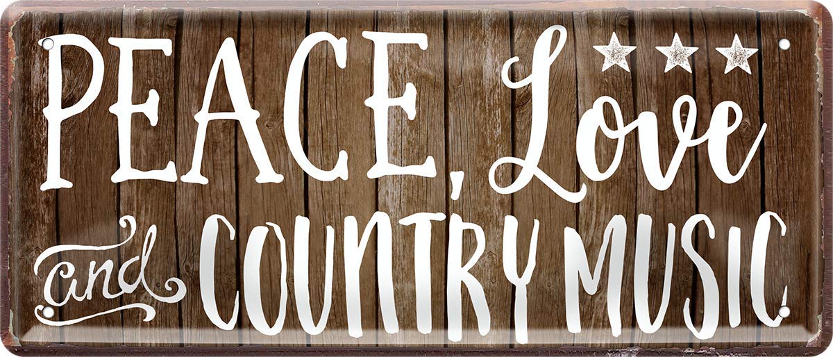 Peace, Love and Country Western Music 28 x 12 cm Decorative Tin Sign 198