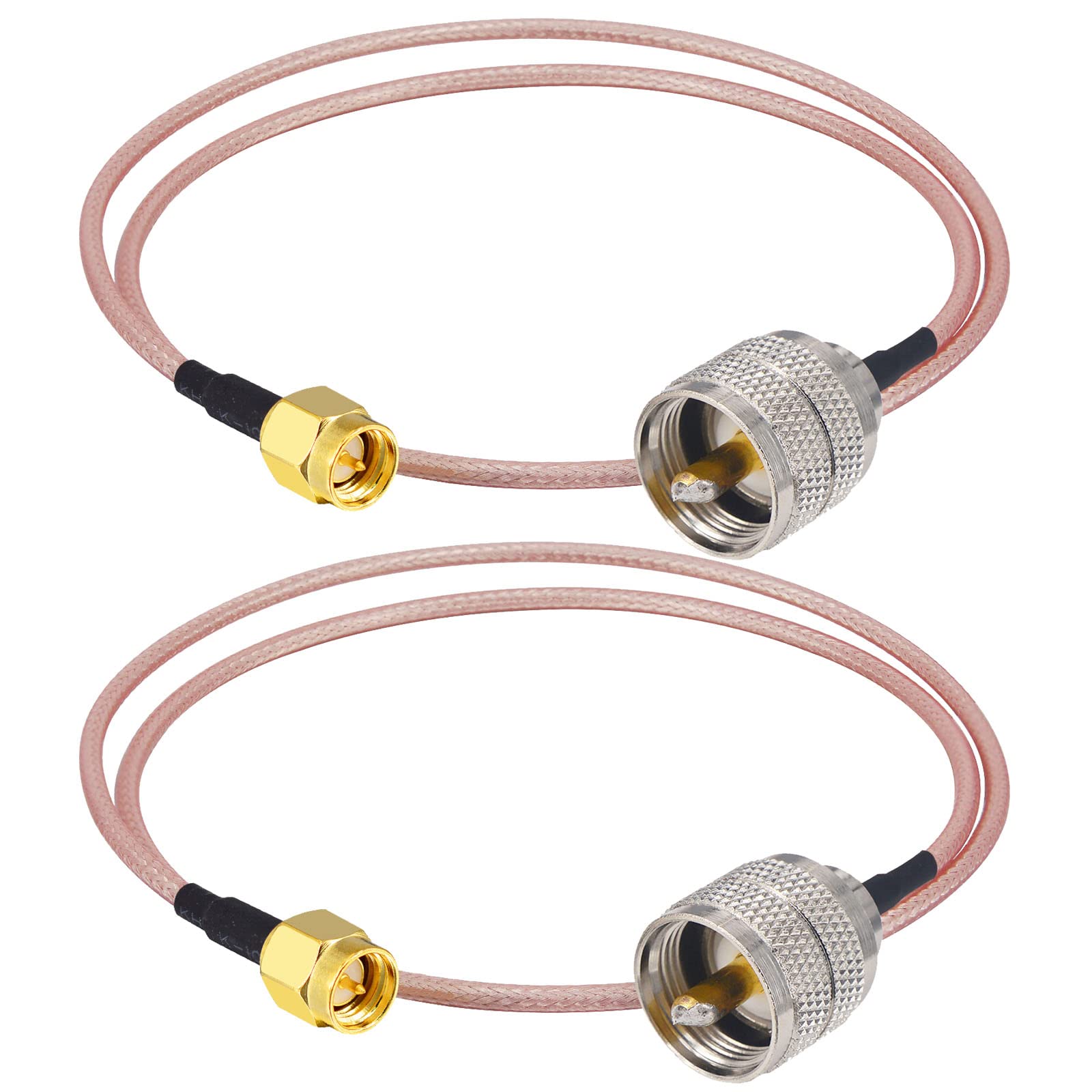 Boobrie SMA to PL259 Cable 50CM SMA Male to UHF Male RG316 Coaxial Cable CB Radio Antenna Cable for Yaesu Ham Radio Walkie Talkie Antenna Analyzer SWR meter Pack of 2